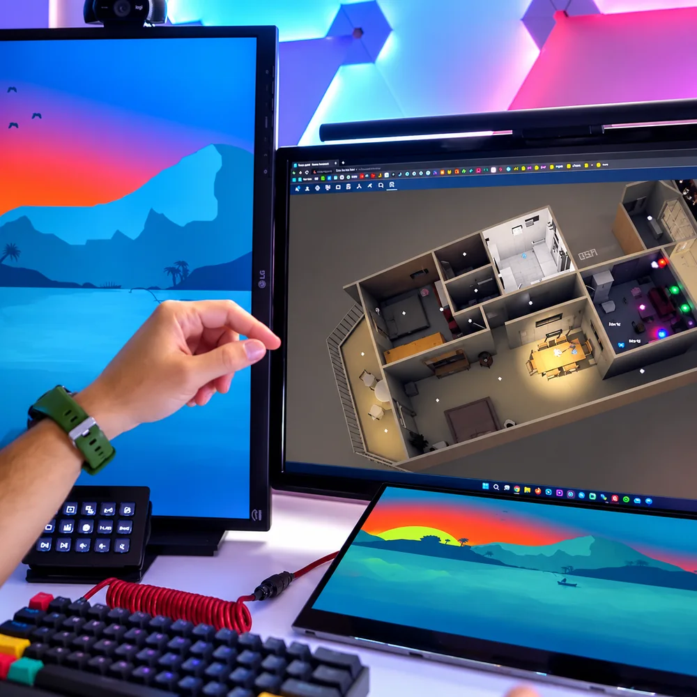 Casa 3D no monitor de um integrador
